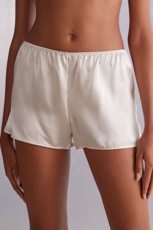 Women Intimissimi Smooth Silk-Satin Shorts White | 0137926-YV