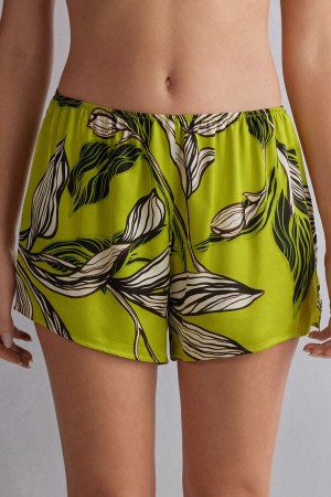 Women Intimissimi Sweet Like Sugar Viscose Satin Shorts Green | 7948310-UW