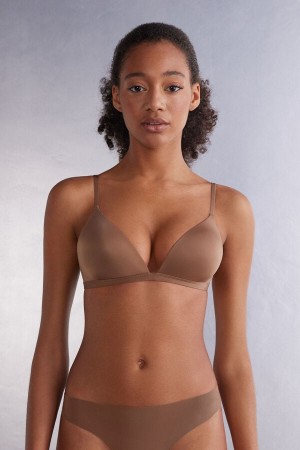 Women Intimissimi Tiziana Triangle Ultralight Microfiber Bra Dark Beige | 0589172-GE