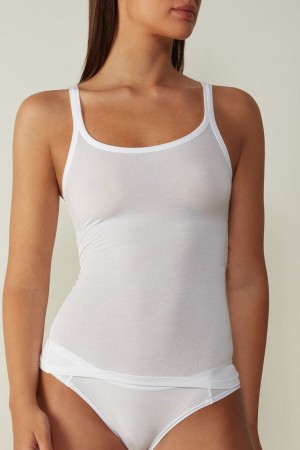 Women Intimissimi Ultralight Cotton Tank Top White | 4578923-BE