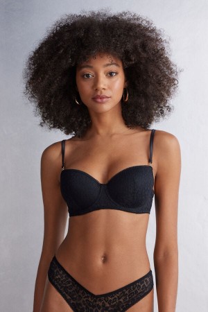 Women Intimissimi Your Wild Side Sofia Balconette Bra Black | 9702168-BU