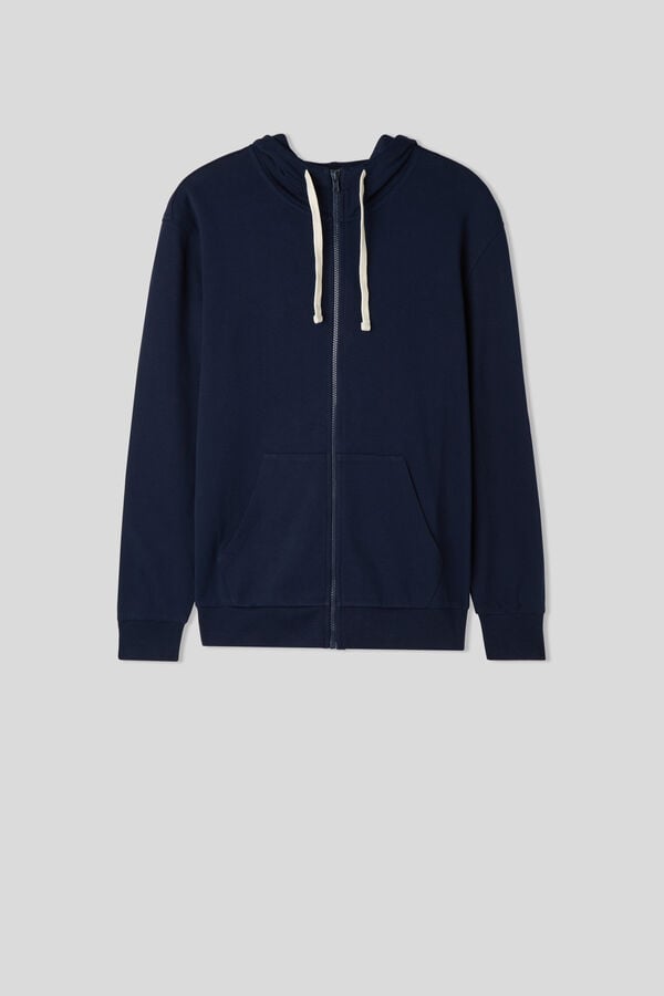 Men Intimissimi Cotton Zip Hoodie Blue | 6538072-IT