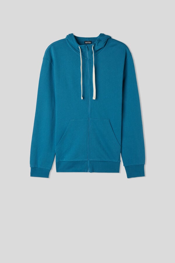 Men Intimissimi Cotton Zip Hoodie Turquoise | 3085179-RY