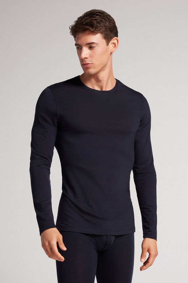 Men Intimissimi Crew-Neck Merino-Wool Long Sleeve Black | 4179562-NB