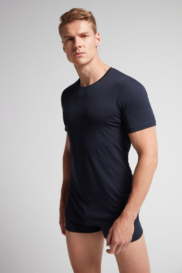 Men Intimissimi Extrafine Superior Cotton T-Shirt Black | 7982436-ZH