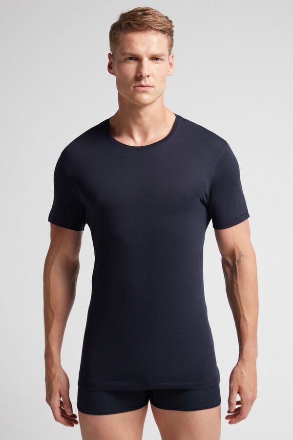 Men Intimissimi Extrafine Superior Cotton T-Shirt Black | 7982436-ZH