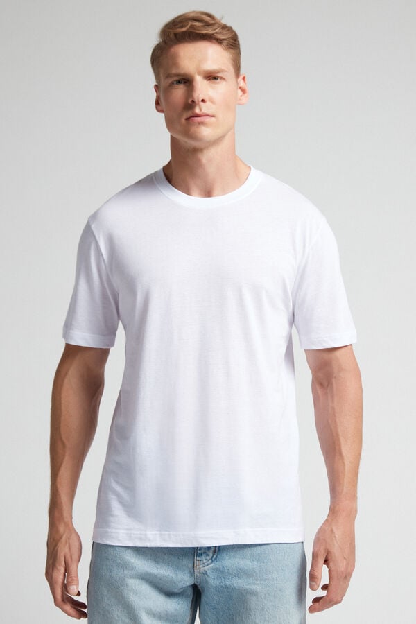 Men Intimissimi Extrafine Superior Cotton Regular Fit T-Shirt White | 2140756-SK