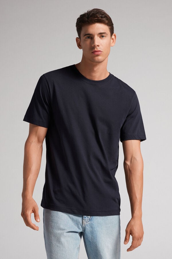 Men Intimissimi Extrafine Superior Cotton Regular Fit T-Shirt Black | 6759182-LP