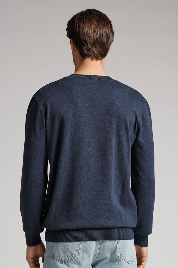 Men Intimissimi Knit Crewneck Sweater Blue | 1328649-LN