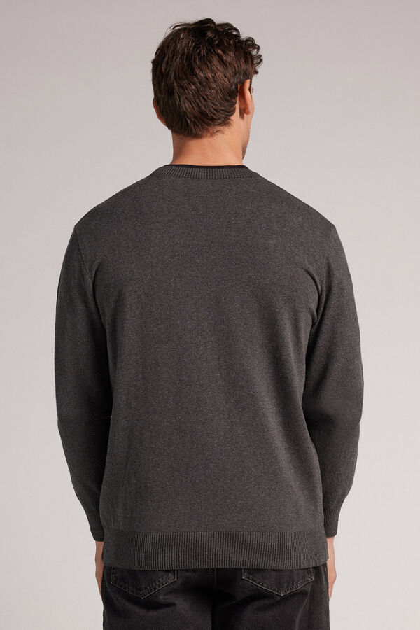 Men Intimissimi Knit Crewneck Sweater Dark Grey | 6418230-AE