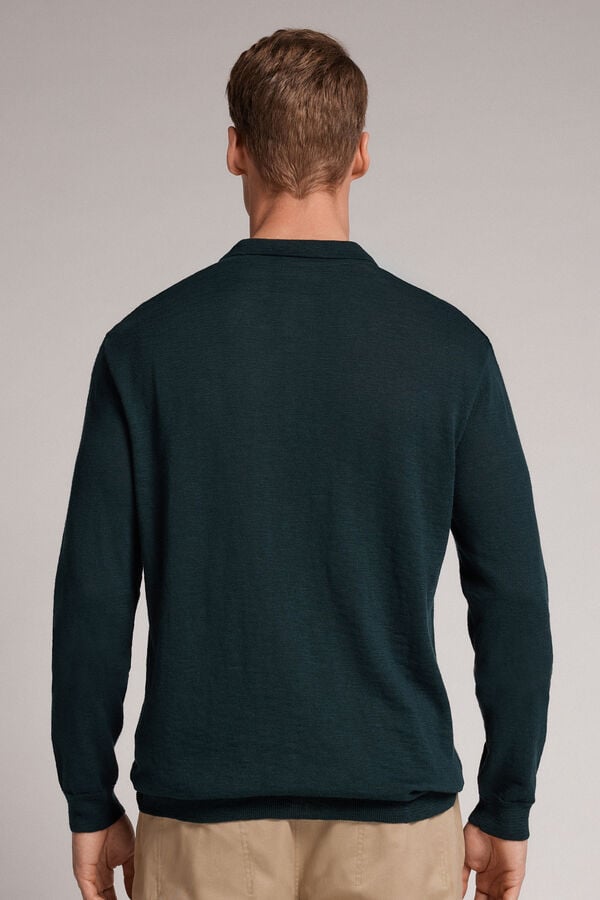 Men Intimissimi Knit Polo Polo Shirt Dark Green | 3781205-UD