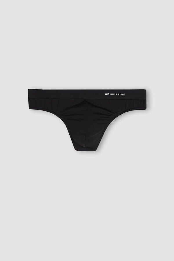 Men Intimissimi Logo Detailed Microfiber Thong Black | 0826195-OD