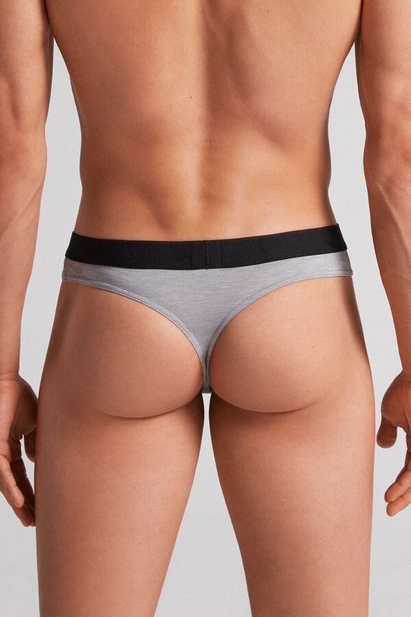 Men Intimissimi Logo Detailed Microfiber Thong Light Grey | 4781309-EC