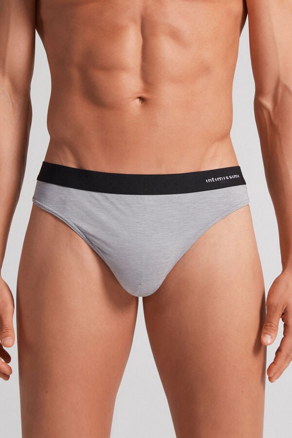 Men Intimissimi Logo Detailed Microfiber Thong Light Grey | 4781309-EC