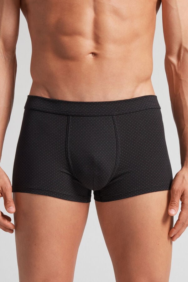 Men Intimissimi Micro Dot Natural Fresh Supima® Cotton Boxer Black | 2397654-OR