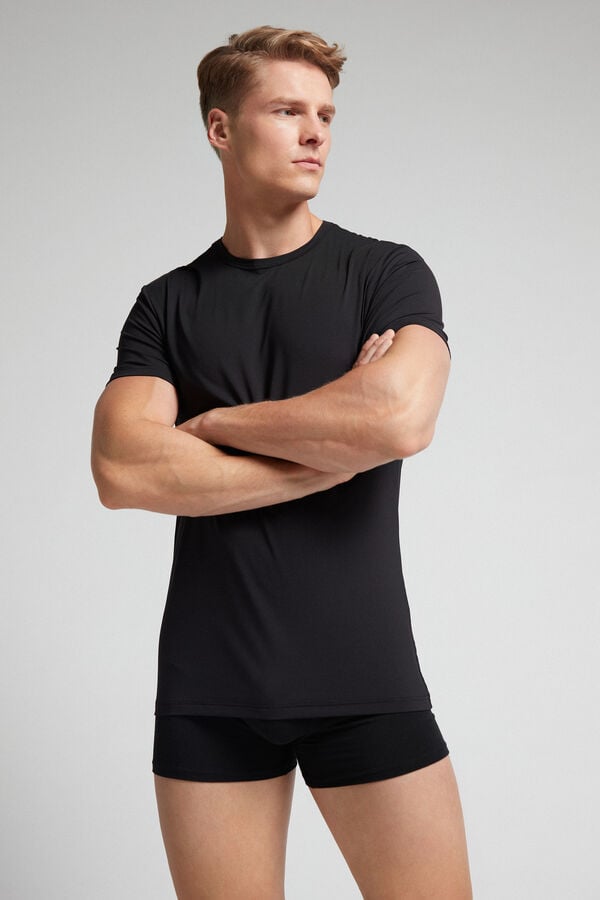 Men Intimissimi Microfiber T-Shirt Black | 1947302-OH