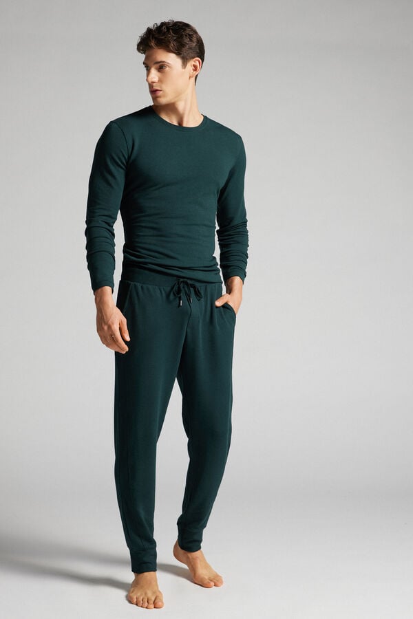 Men Intimissimi Micromodal Trousers Dark Green | 4986512-YG