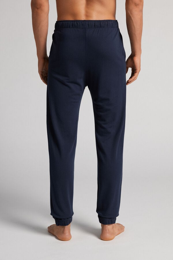 Men Intimissimi Modal And Silk Piqué Full Length Pants Navy | 6284397-NC