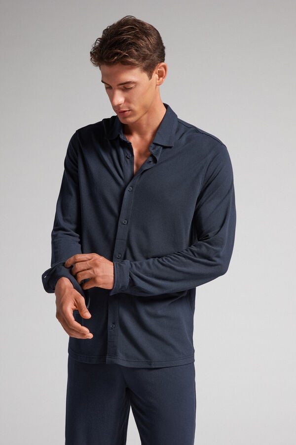 Men Intimissimi Modal And Silk Piqué Shirt Black | 4586103-TX