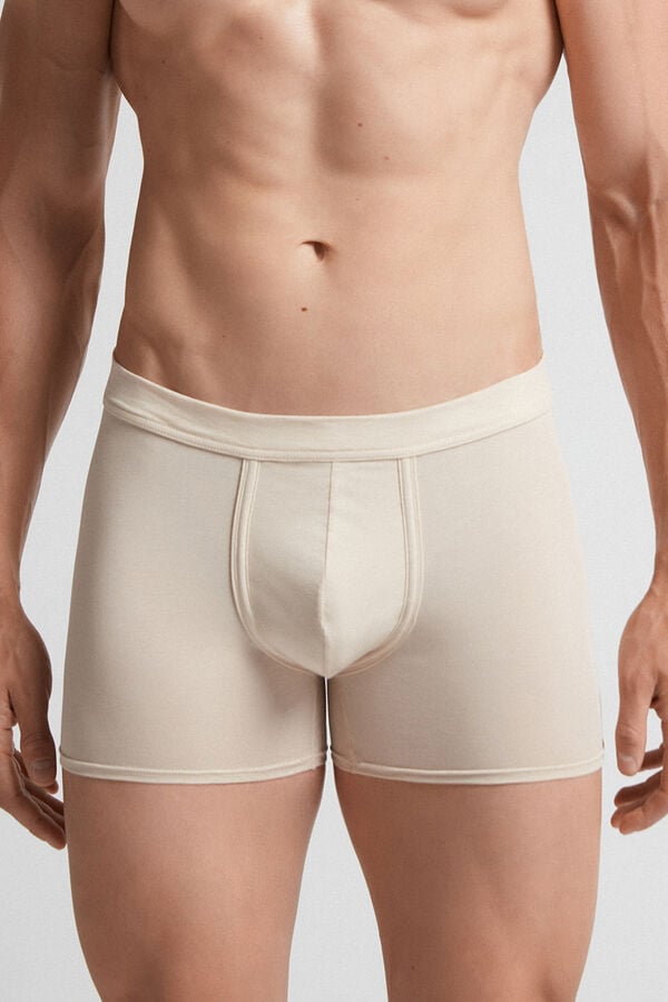 Men Intimissimi Natural Fresh Cotton Boxer Beige | 9362054-WE