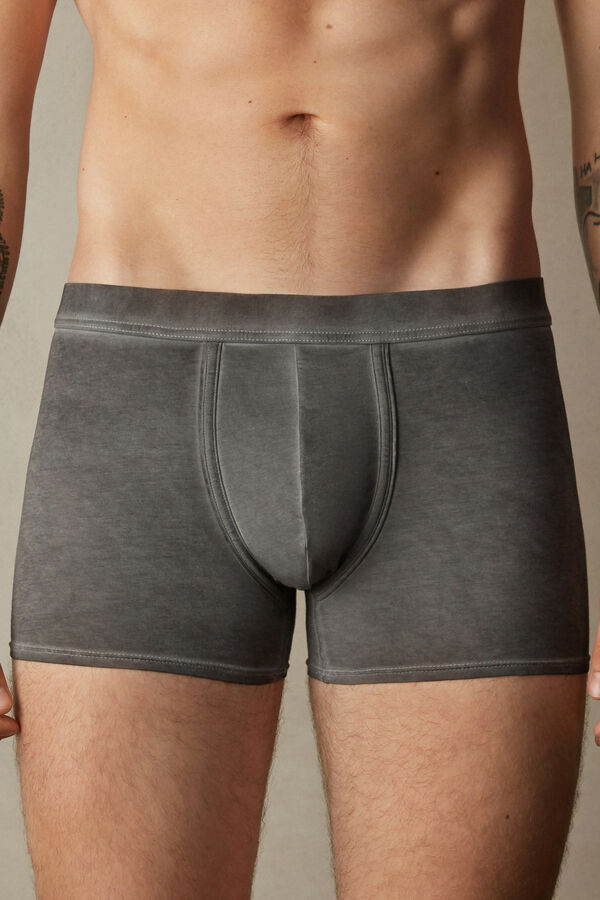 Men Intimissimi Natural Fresh Cotton Boxer Black | 9231768-CX