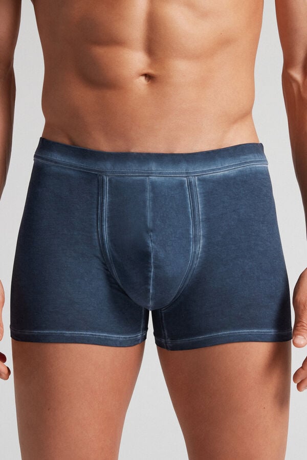 Men Intimissimi Natural Fresh Cotton Boxer Navy | 4305279-TB