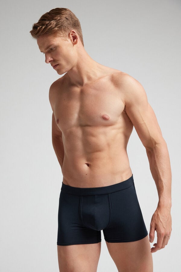 Men Intimissimi Natural Fresh Cotton Boxer Black | 9534087-JA