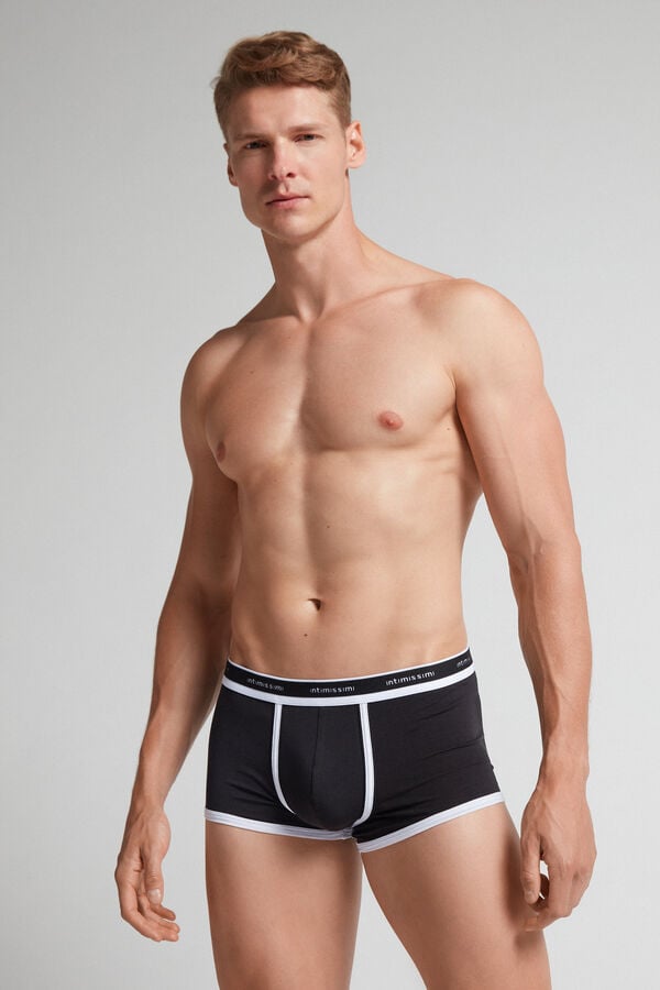 Men Intimissimi Natural Fresh Cotton Boxer Black | 8720495-BZ