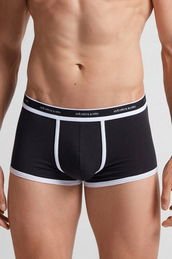 Men Intimissimi Natural Fresh Cotton Boxer Black | 8720495-BZ