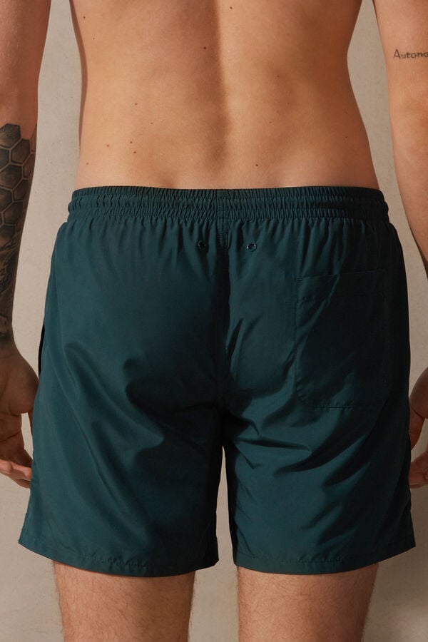 Men Intimissimi Plain Swim Trunks Dark Green | 3786215-SR