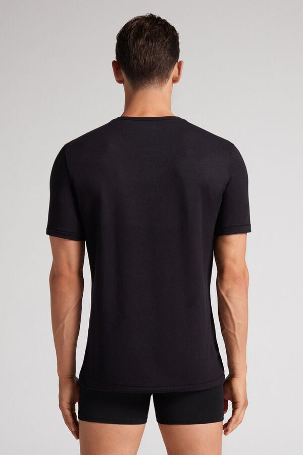 Men Intimissimi Short-Sleeve Modal-Cashmere T-Shirt Black | 1507463-QR