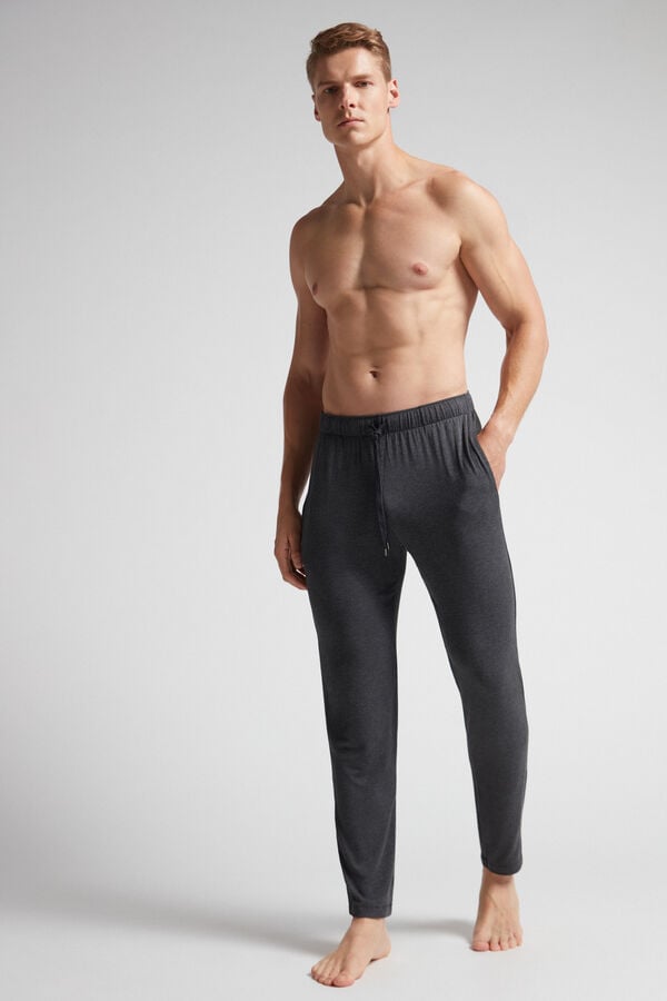 Men Intimissimi Silk And Modal Trousers Dark Grey | 8753201-WL