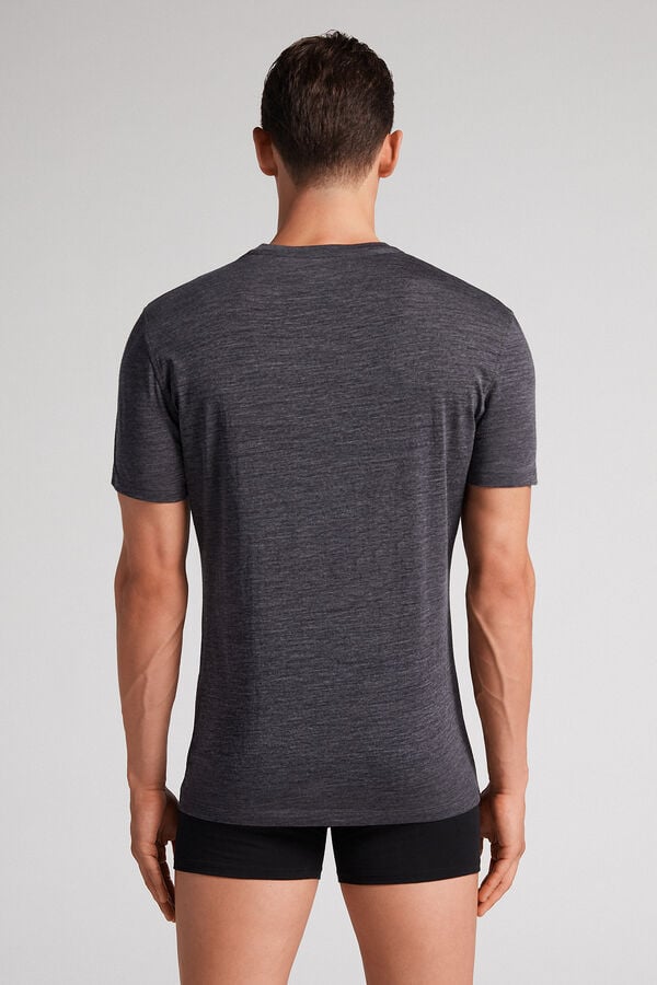 Men Intimissimi Stretch Merino Wool Short-Sleeve T-Shirt Grey | 3971568-LZ