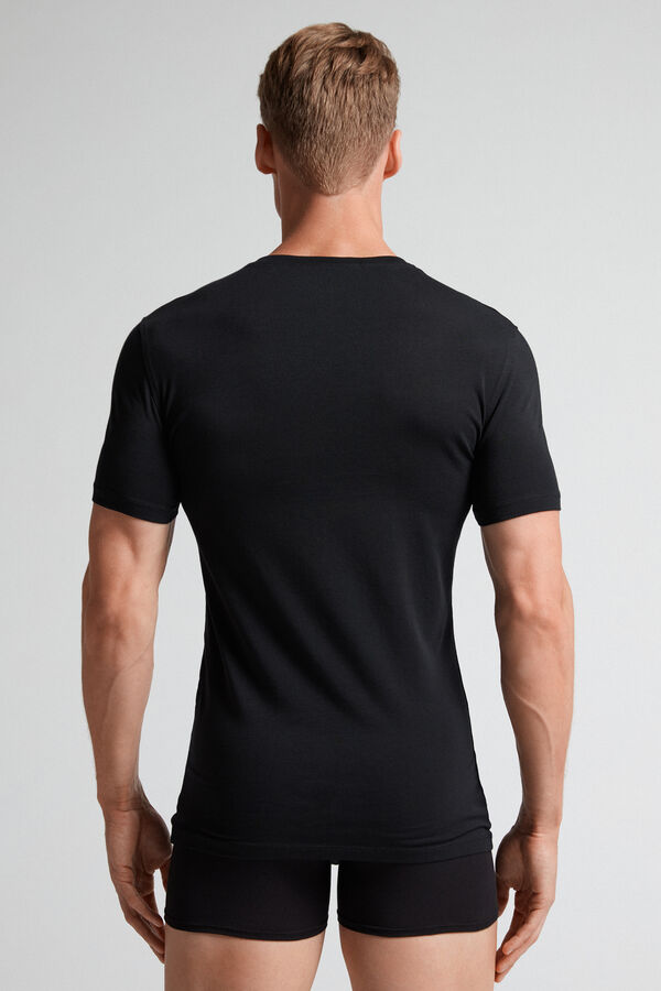 Men Intimissimi Stretch Superior Cotton T-Shirt Black | 8140326-QN