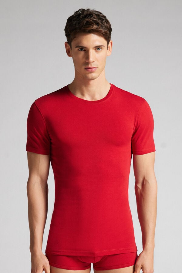 Men Intimissimi Stretch Superior Cotton T-Shirt Red | 1526948-BR