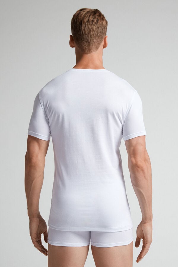 Men Intimissimi Stretch Superior Cotton T-Shirt White | 1408627-BI