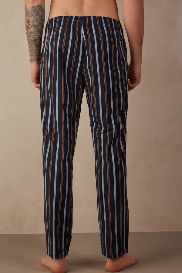 Men Intimissimi Striped Full Length In Plain-Weave Cotton Pants Blue | 5074638-VL