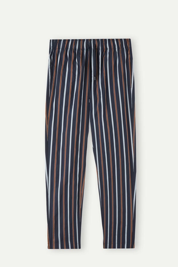 Men Intimissimi Striped Full Length In Plain-Weave Cotton Pants Blue | 5074638-VL