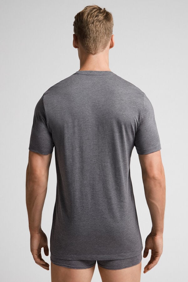 Men Intimissimi Superior Cotton Henley T-Shirt Deep Grey | 7958263-AL