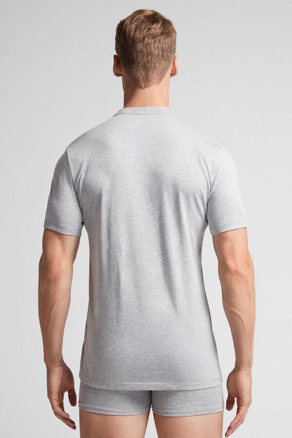 Men Intimissimi Superior Cotton Henley T-Shirt Light Grey | 5187346-BL