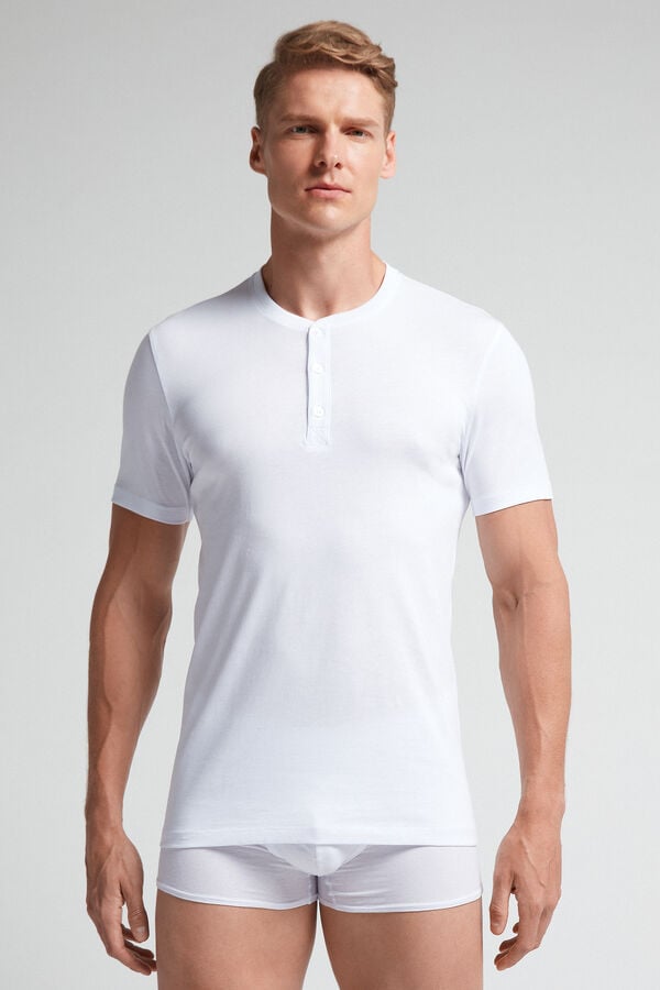 Men Intimissimi Superior Cotton Henley T-Shirt White | 4721953-TF