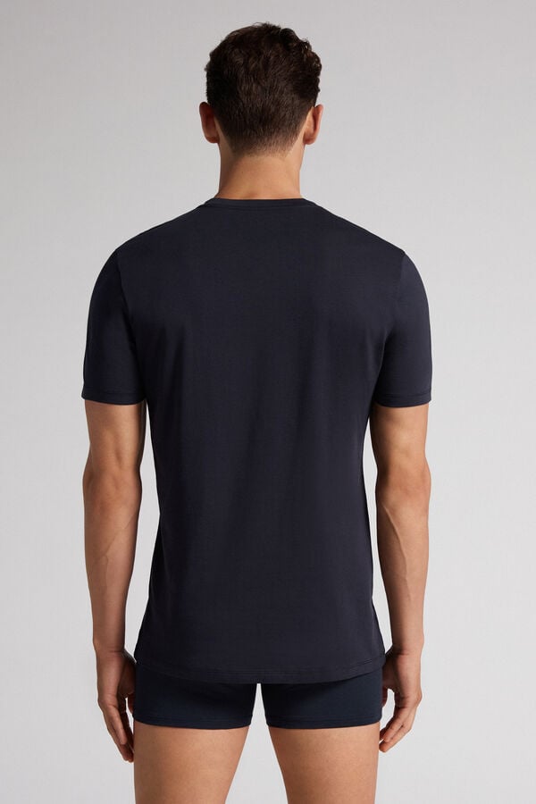 Men Intimissimi Superior Cotton Henley T-Shirt Black | 8592147-WE