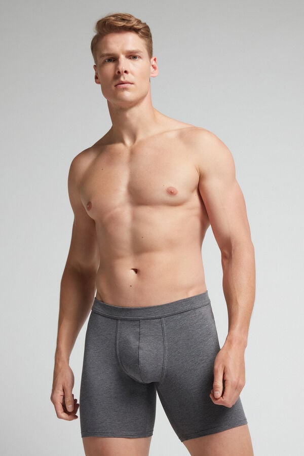 Men Intimissimi Superior Cotton Long Boxer Deep Grey | 3905421-ZM