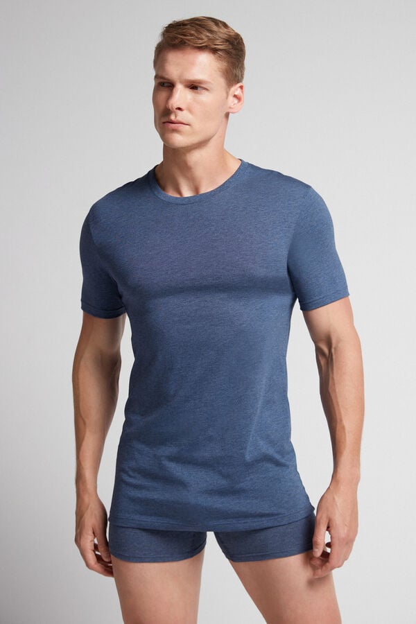 Men Intimissimi Superior Cotton T-Shirt Blue | 9510872-DO