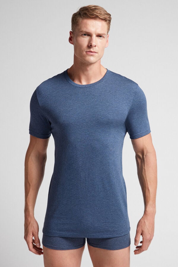 Men Intimissimi Superior Cotton T-Shirt Blue | 9510872-DO