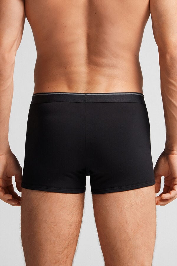 Men Intimissimi Superior Cotton With Exposed Elastic Boxer Black / Deep Grey | 4305691-AI