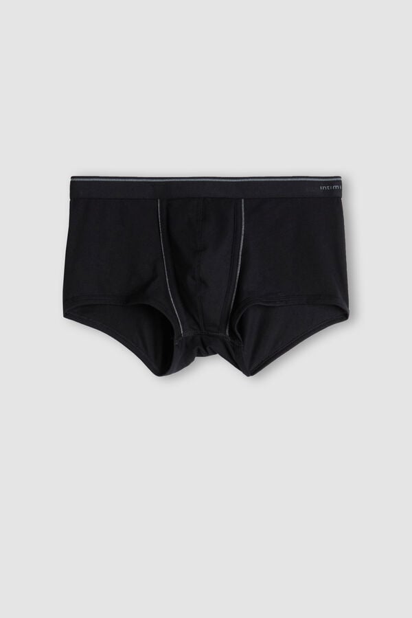 Men Intimissimi Superior Cotton With Exposed Elastic Boxer Black / Deep Grey | 4305691-AI