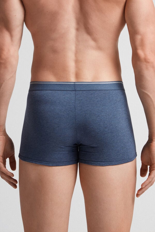 Men Intimissimi Superior Cotton With Exposed Elastic Boxer Blue / Light Grey | 2073584-TH