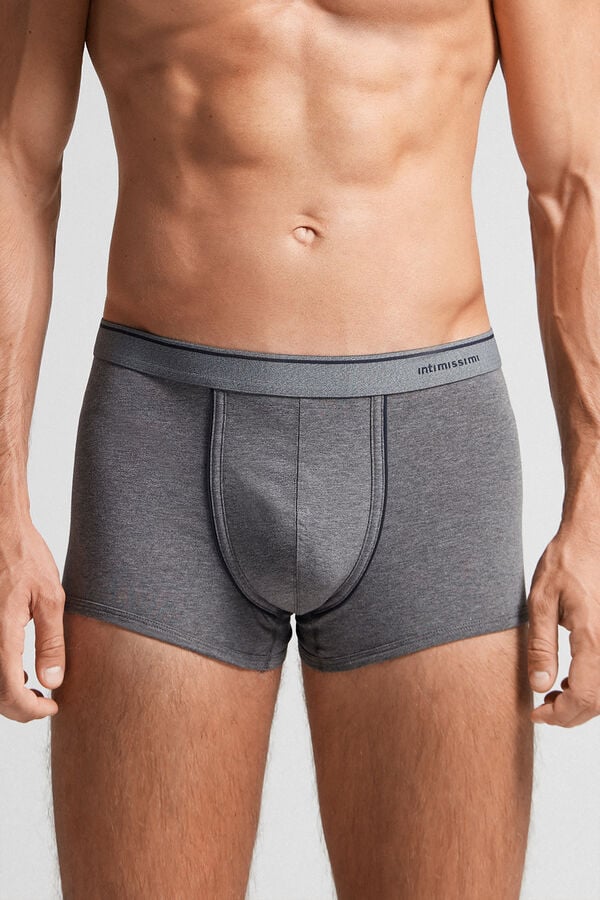 Men Intimissimi Superior Cotton With Exposed Elastic Boxer Deep Grey / Blue | 5706891-LI