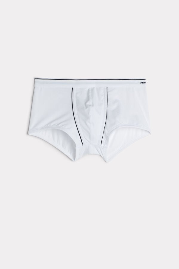 Men Intimissimi Superior Cotton With Exposed Elastic Boxer White / Blue | 6142980-CI